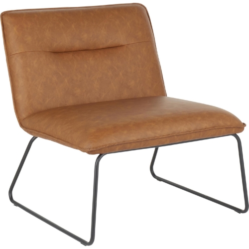 Casper Accent Chair in Camel Leatherette & Black Metal